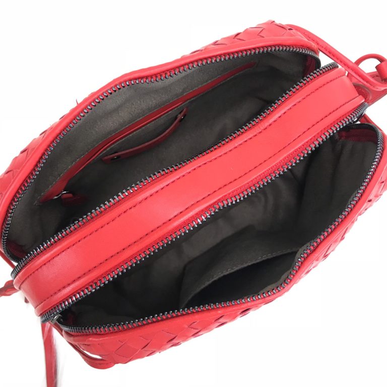bottega veneta canta nodini double capraz askili  kirmizi 26x22