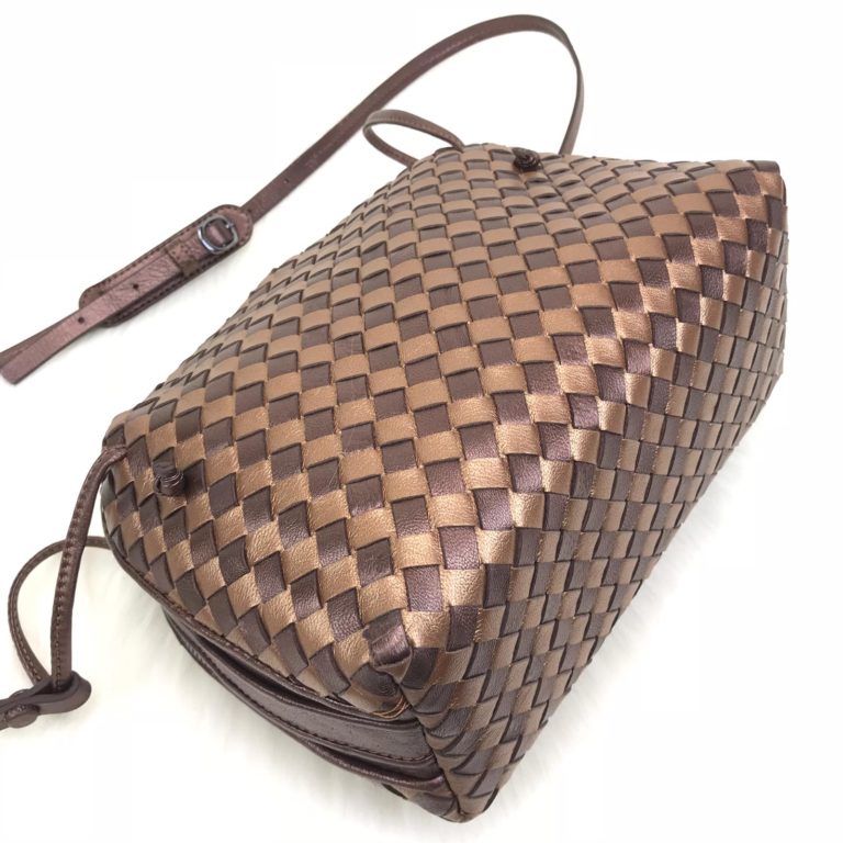bottega veneta canta nodini double capraz askili bronz 26x22