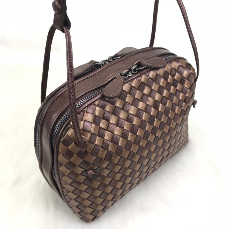 bottega veneta canta nodini double capraz askili bronz 26x22