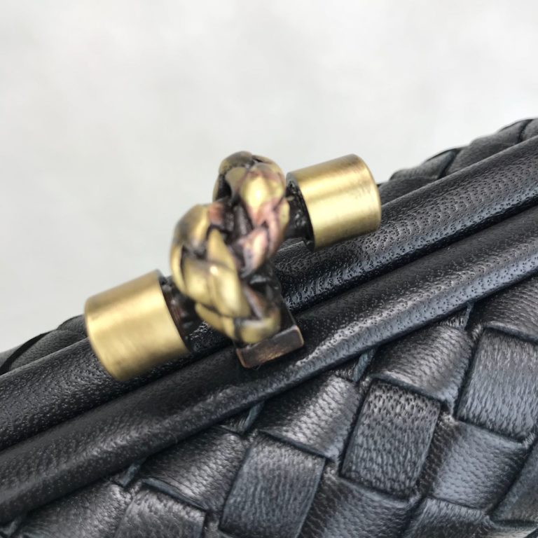 bottega veneta canta stretch knot clutch kucuk boy siyah 18x11