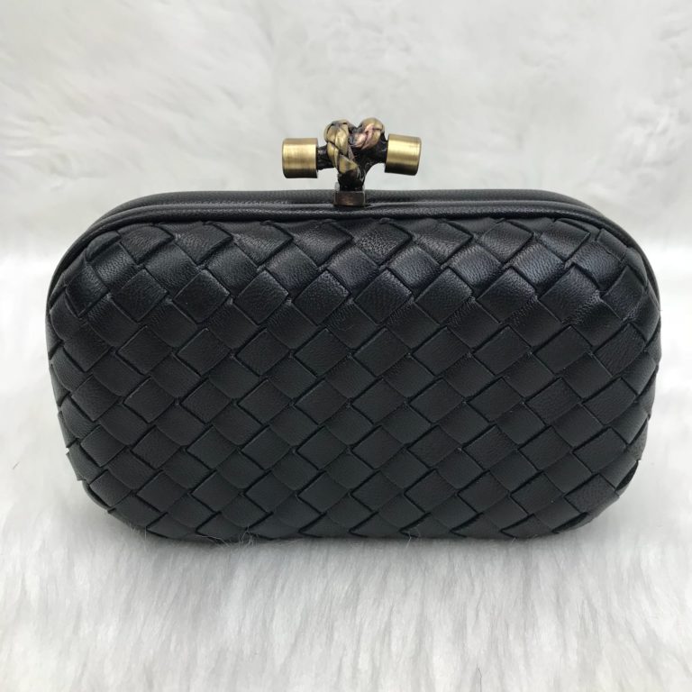bottega veneta canta stretch knot clutch kucuk boy siyah 18x11