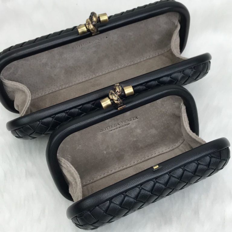 bottega veneta canta stretch knot clutch kucuk boy siyah 18x11