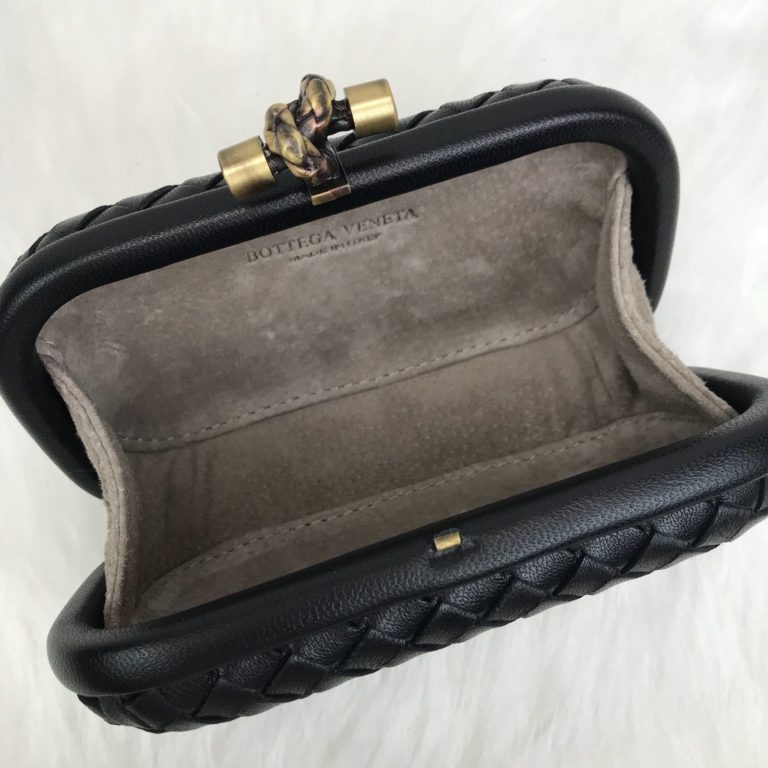 bottega veneta canta stretch knot clutch kucuk boy siyah 18x11