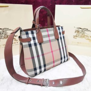 burberry canta suni deri ekose desen kahve