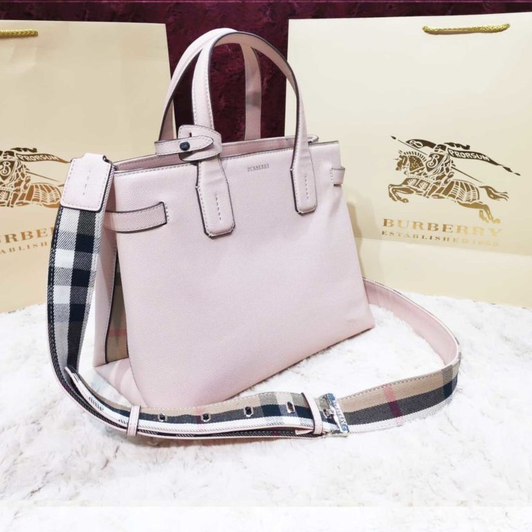 burberry canta suni deri pudra pembe