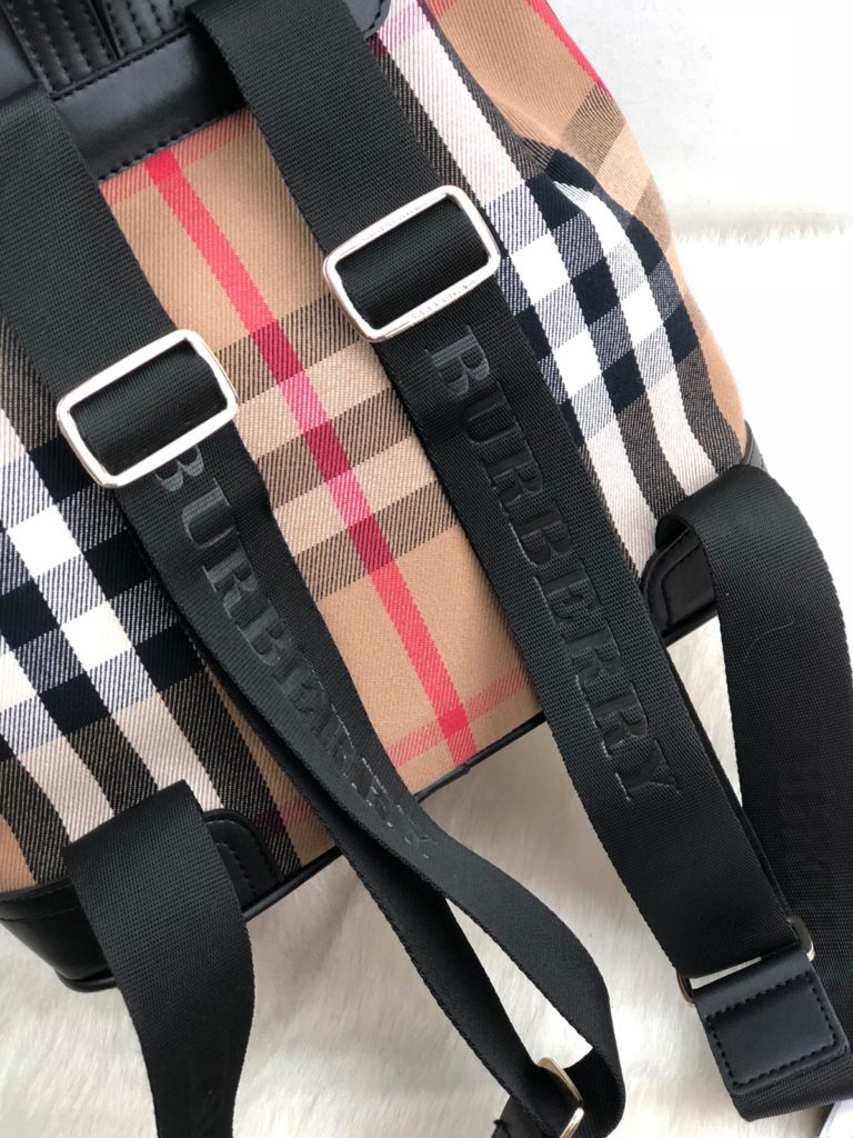 burberry canta suni deri sirt backpack ekose siyah