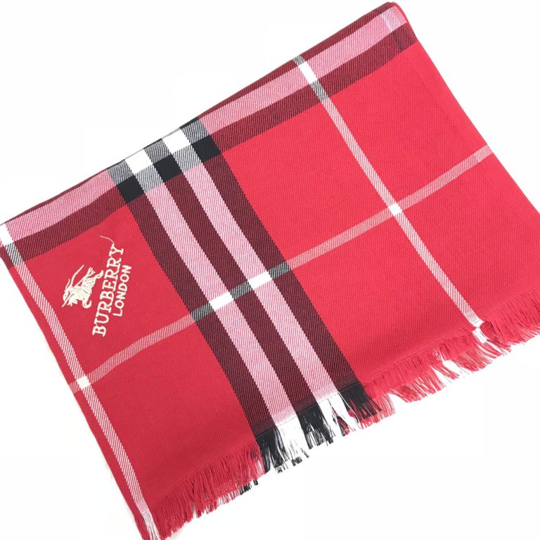 burberry sal pamuklu yunlu kirmizi 200x70