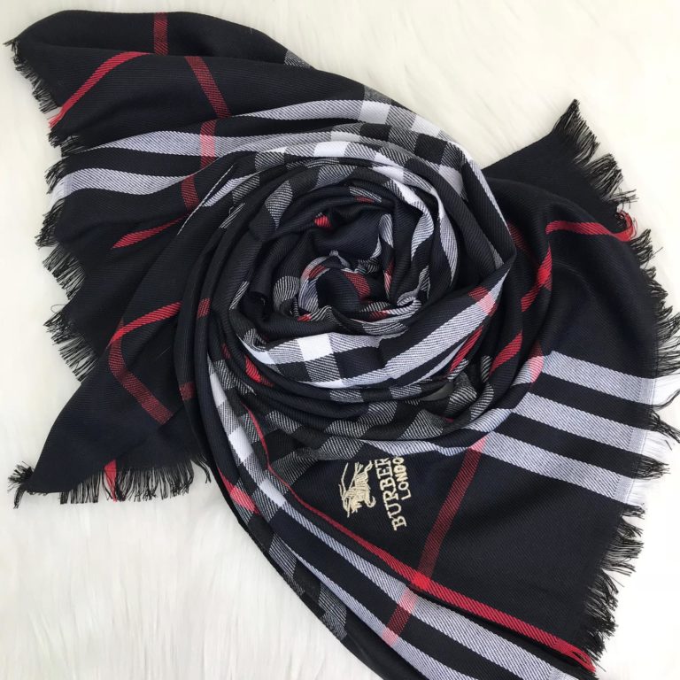 burberry sal pamuklu yunlu siyah 200x70