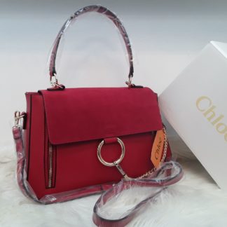 chloe canta suni deri faye buyuk boy askili kirmizi 30x25