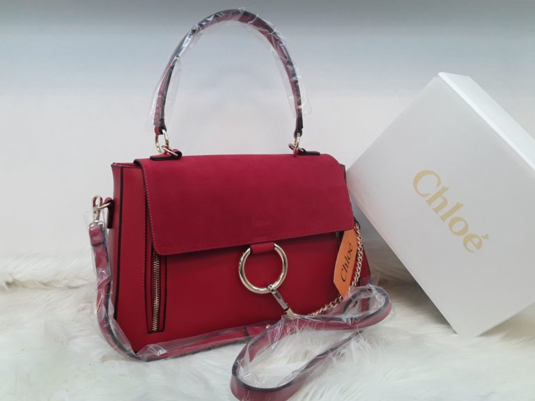 chloe canta suni deri faye buyuk boy askili kirmizi 30x25