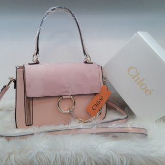 chloe canta suni deri faye buyuk boy askili pudra pembe 30x25