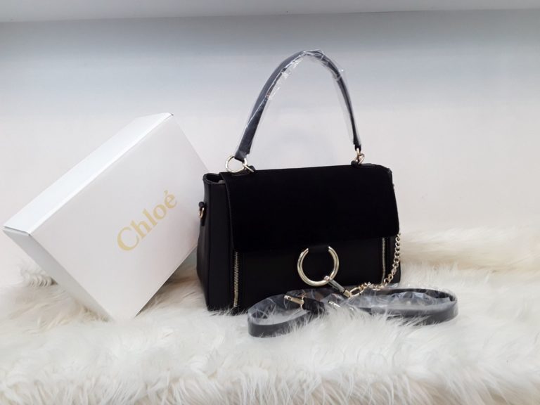 chloe canta suni deri faye buyuk boy askili siyah 30x25