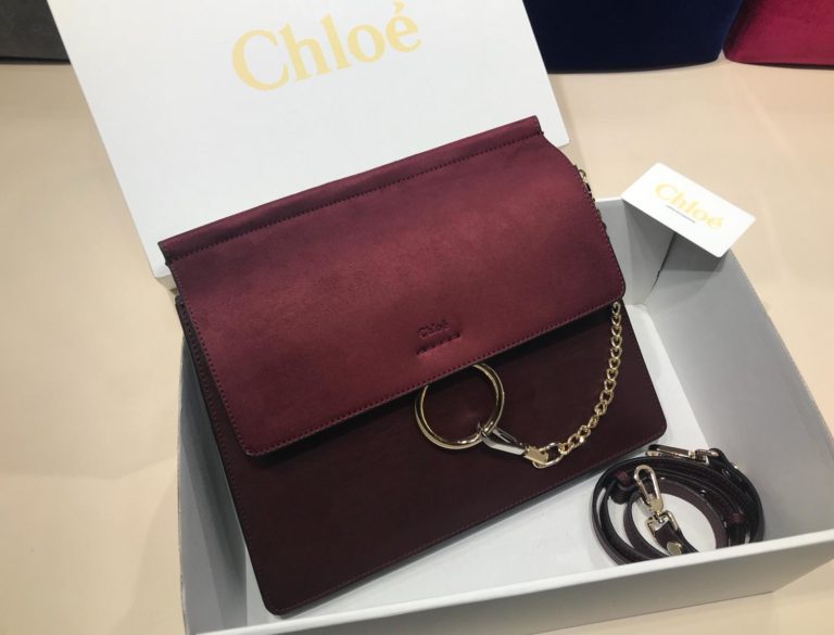 chloe canta suni deri faye capraz askili bordo