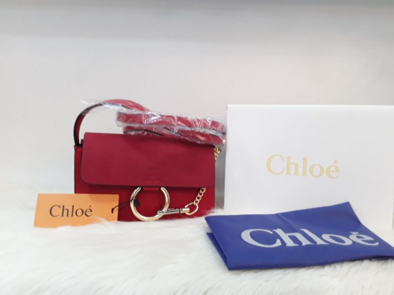 chloe canta suni deri faye mini capraz askili kirmizi 24x15