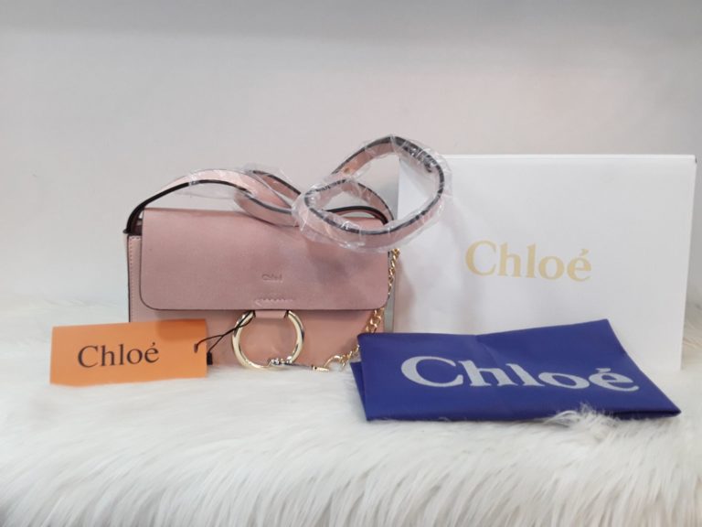 chloe canta suni deri faye mini capraz askili pembe 24x15
