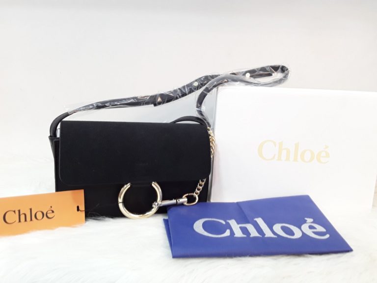 chloe canta suni deri faye mini capraz askili siyah 24x15