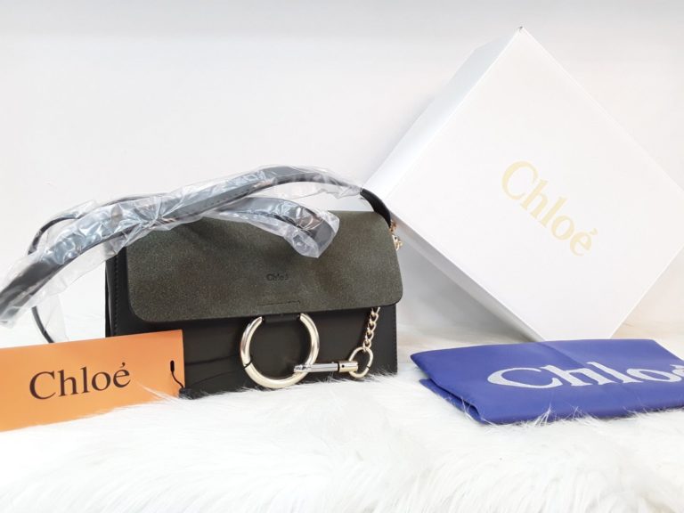 chloe canta suni deri faye mini capraz askili yesil 24x15