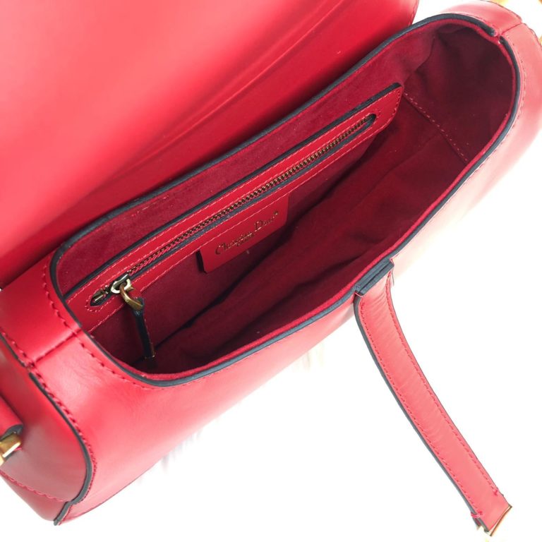 christian dior canta Saddle Calfskin kirmizi 25x20x6 hakiki dana derisi