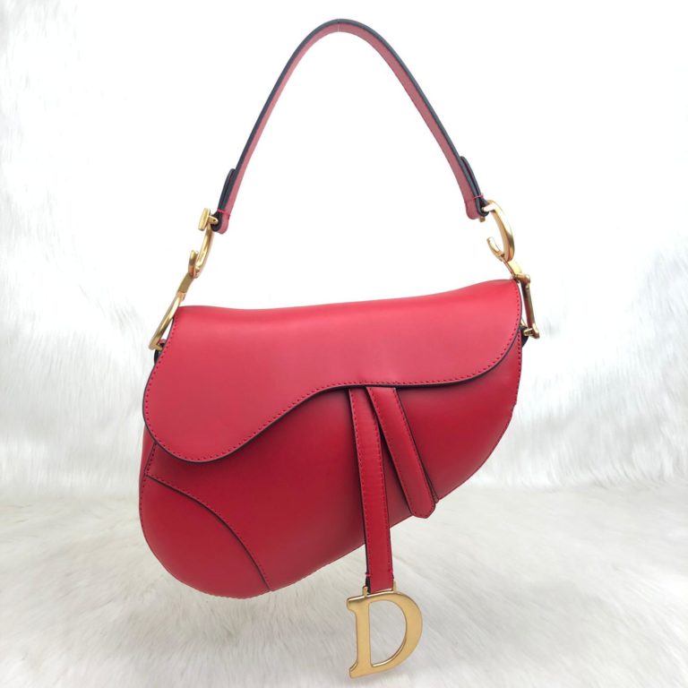 christian dior canta Saddle Calfskin kirmizi 25x20x6 hakiki dana derisi
