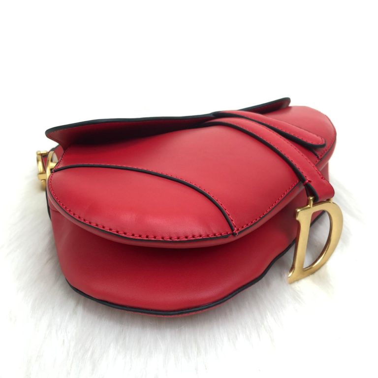 christian dior canta Saddle Calfskin kirmizi 25x20x6 hakiki dana derisi