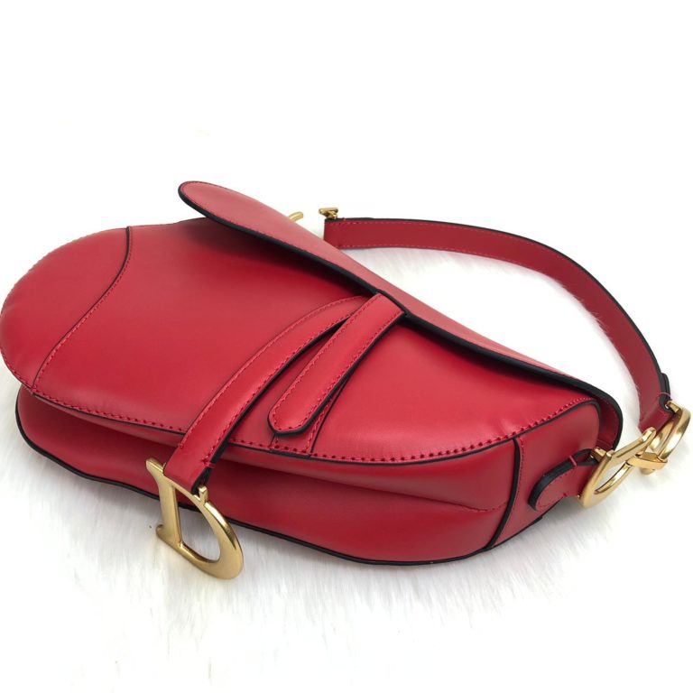 christian dior canta Saddle Calfskin kirmizi 25x20x6 hakiki dana derisi