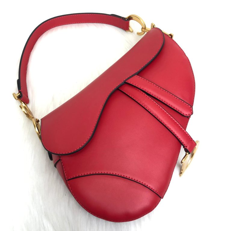 christian dior canta Saddle Calfskin kirmizi 25x20x6 hakiki dana derisi