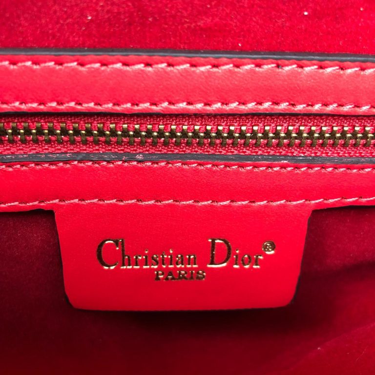 christian dior canta Saddle Calfskin kirmizi 25x20x6 hakiki dana derisi