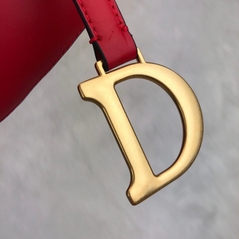 christian dior canta Saddle Calfskin kirmizi 25x20x6 hakiki dana derisi