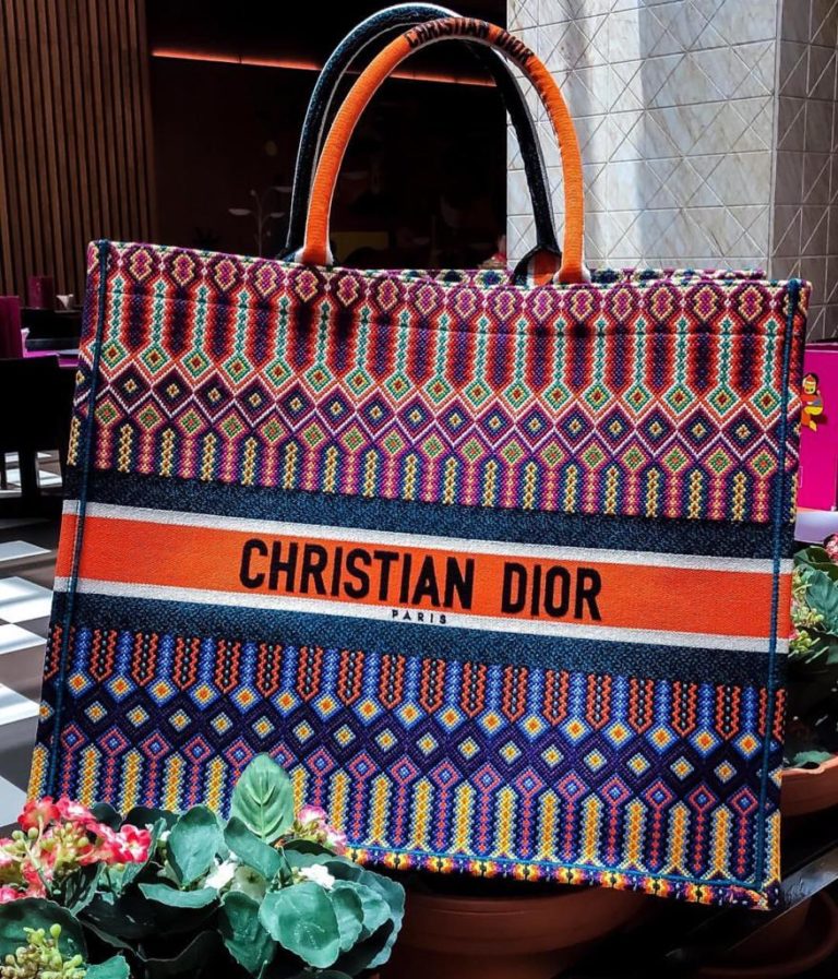 christian dior canta book tote oblique keten turuncu cok renkli 41x32