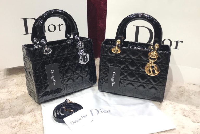 christian dior canta lady siyah rugan ortaboy 24x20