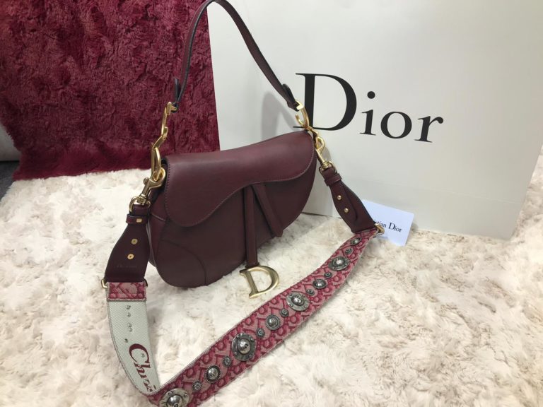 christian dior canta saddle suni deri askili 25x20x6 bordo