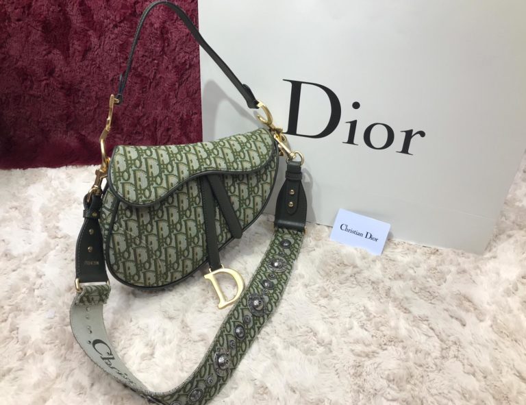 christian dior canta saddle suni deri askili 25x20x6 desenli yesil