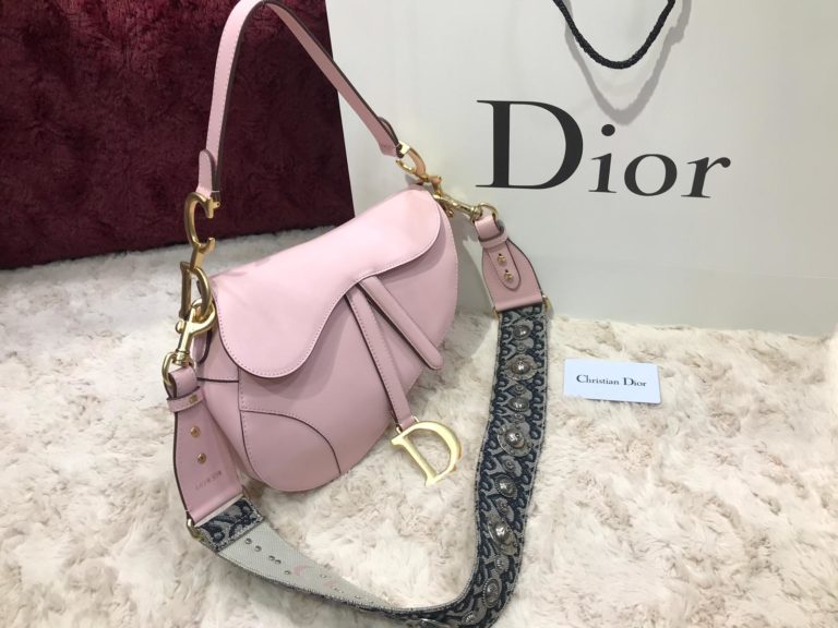 christian dior canta saddle suni deri askili 25x20x6 pembe
