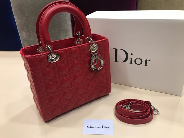 christian dior canta suni deri orta boy kirmizi