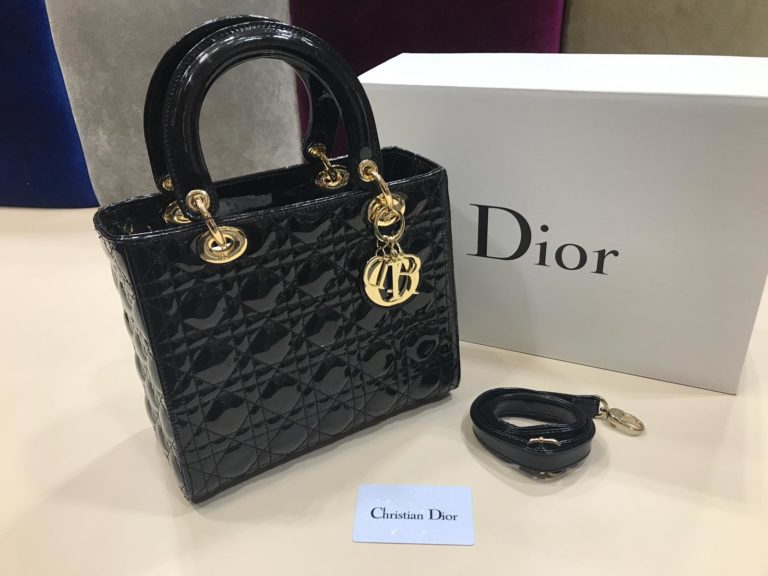 christian dior canta suni deri orta boy siyah rugan