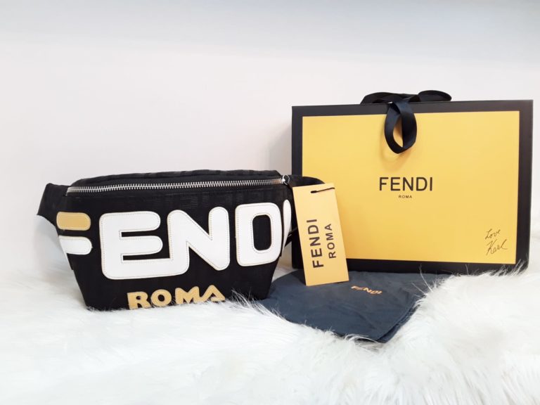fendi canta suni deri bel cantasi logo baskili siyah
