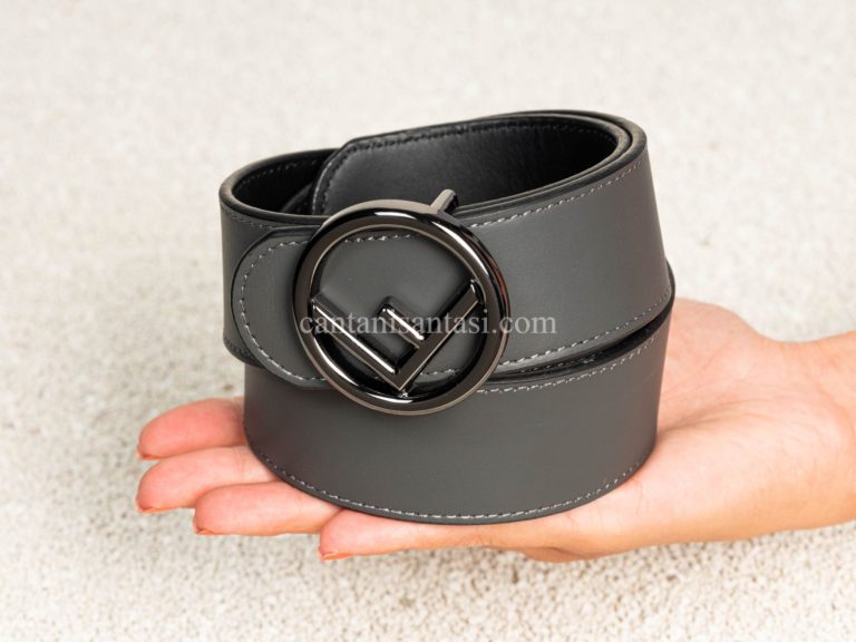 fendi kemer gri cift tarafli silver toka