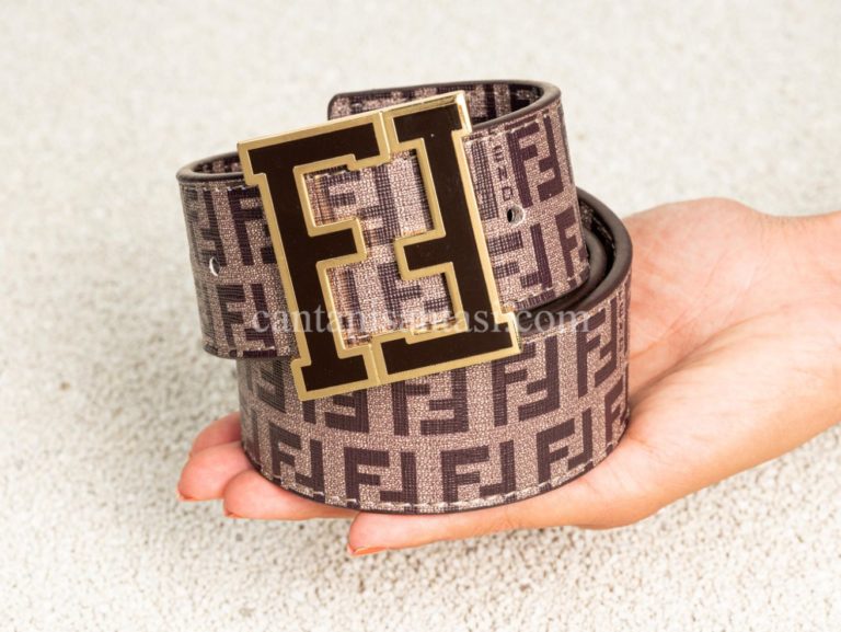 fendi kemer kahve ff baskili gold toka