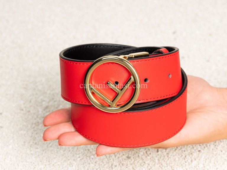 fendi kemer kirmizi cift tarafli gold  toka