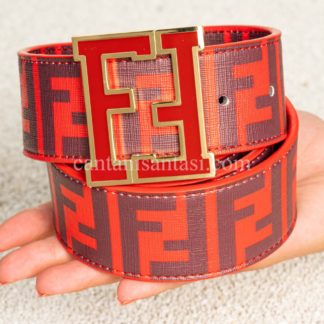 fendi kemer kirmizi ff baskili gold toka