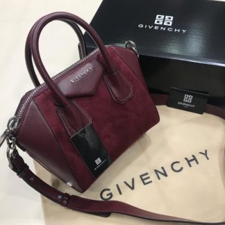 givenchy canta suni deri mini boy capraz askili suet bordo