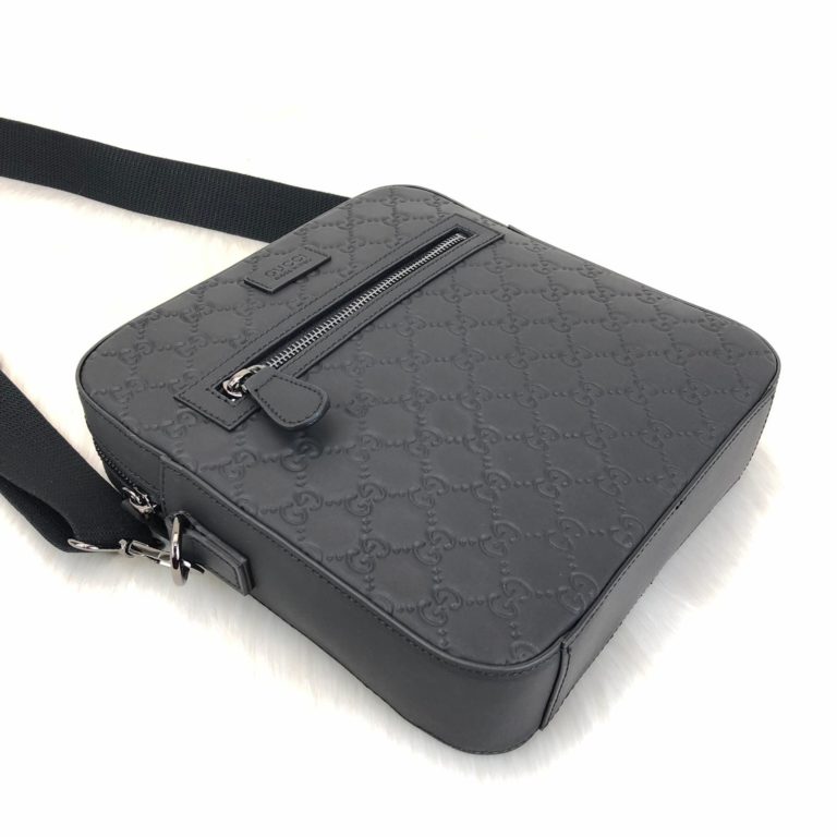 gucci canta imprime messenger erkek postaci deri siyah 25x23