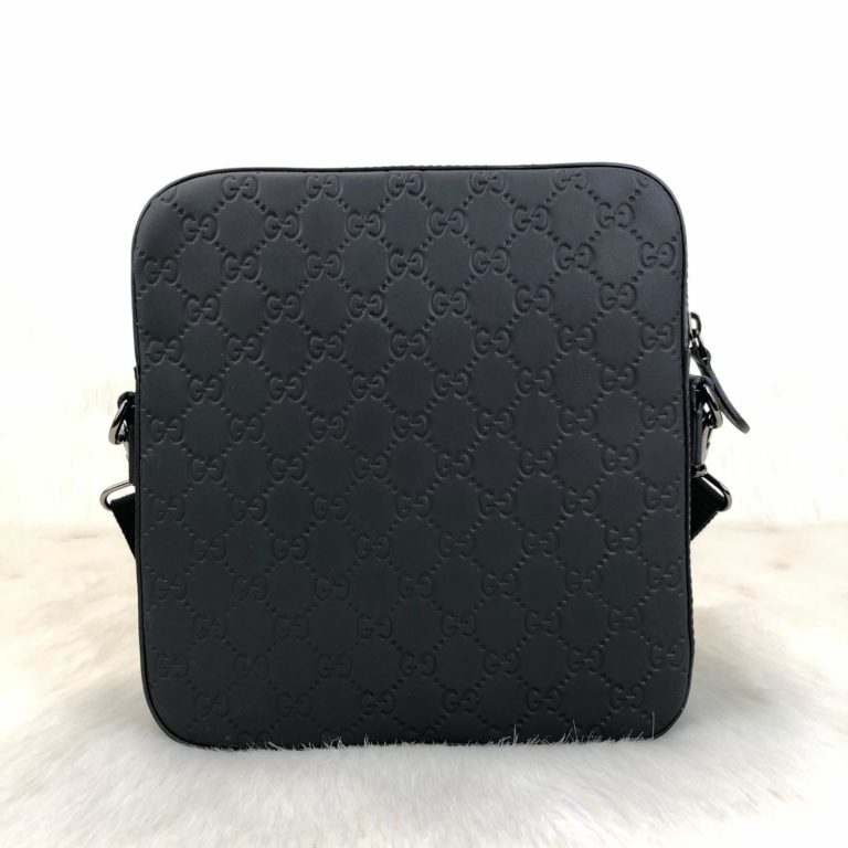 gucci canta imprime messenger erkek postaci deri siyah 25x23