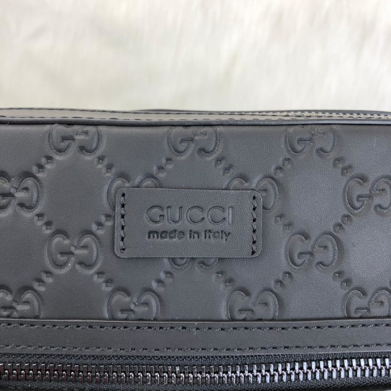 gucci canta imprime messenger erkek postaci deri siyah 25x23