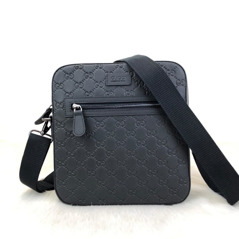 gucci canta imprime messenger erkek postaci deri siyah 25x23