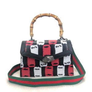 gucci canta lilith bambu sap siyah kirmizi desenli 28x20