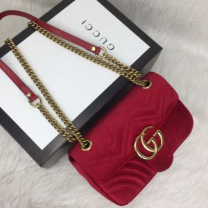 gucci canta marmont velvet kadife askili kirmizi 27x16