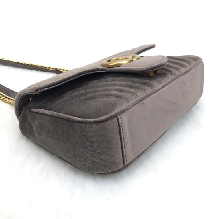 gucci canta marmont velvet kadife askili vizon 27x16