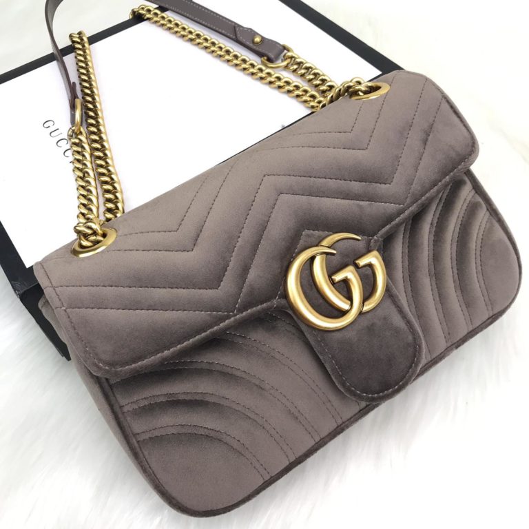 gucci canta marmont velvet kadife askili vizon 27x16