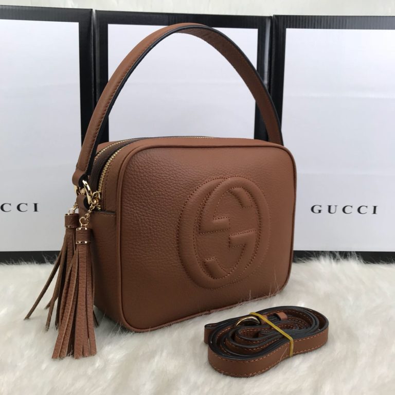 gucci canta soho double cift fermuarli cift askili taba 23x17
